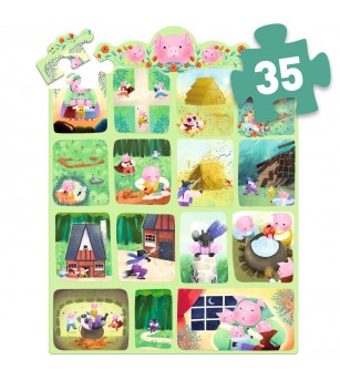 Puzzle poveste Cei trei purcelusi, Djeco - Puzzle-uri