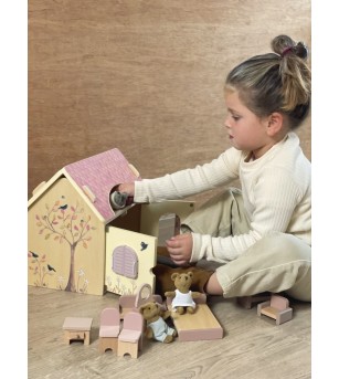 Casuta de papusi cu 2 ursuleti de plus, Egmont Toys - Jucării de lemn si Montessori