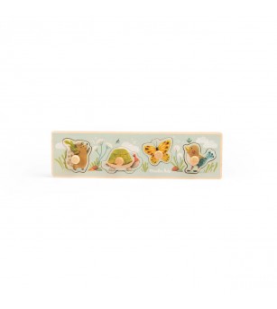 Puzzle incastru din lemn 4 animale, Moulin Roty - Puzzle-uri