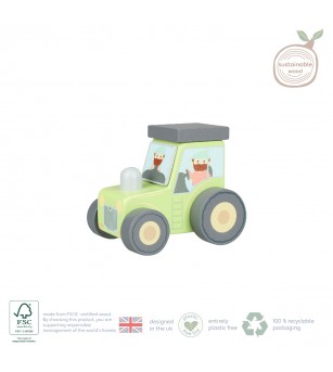 Tractor din lemn verde, Orange Tree Toys - Jucării de lemn si Montessori
