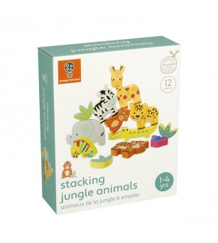 Joc Animale din jungla de stivuit, Orange Tree Toys - Jucării de lemn si Montessori