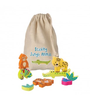 Joc Animale din jungla de stivuit, Orange Tree Toys - Jucării de lemn si Montessori
