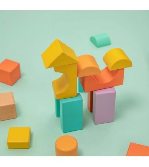 Set 100 cuburi din lemn, UMU Toys - Jucării de lemn si Montessori