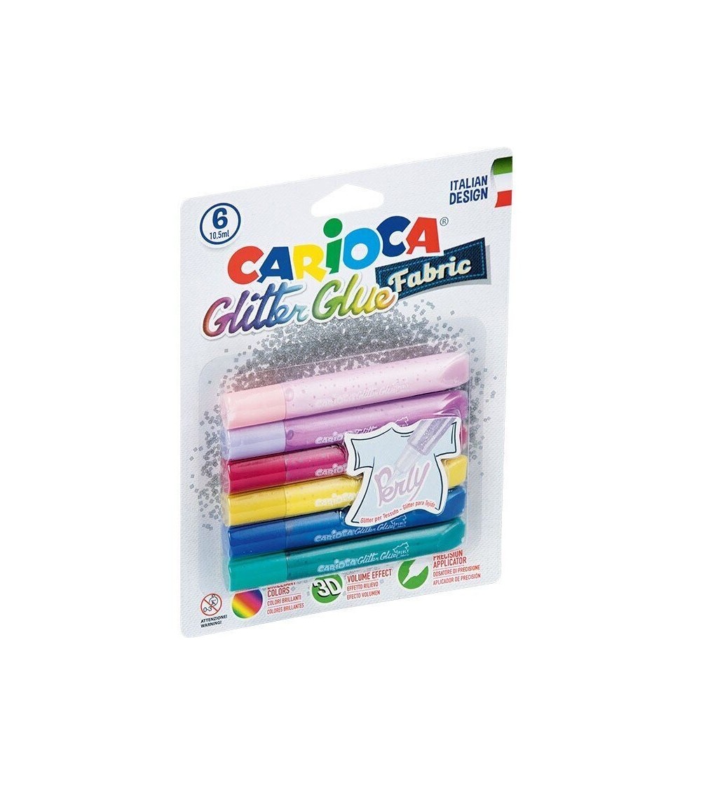 Set Carioci pentru Textile Carioca Glitter Glue 6/set - Carioci și creioane colorate Set Carioci pentru Textile Carioca Glitter Glue 6/set - Carioci și creioane colorate