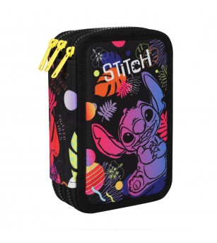 Penar echipat Coolpack cu trei compartimente, Stitch - Negru - Penare Penar echipat Coolpack cu trei compartimente, Stitch - Negru - Penare