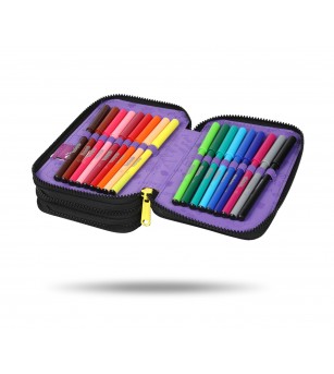 Penar echipat Coolpack cu trei compartimente, Stitch - Negru - Penare Penar echipat Coolpack cu trei compartimente, Stitch - Negru - Penare