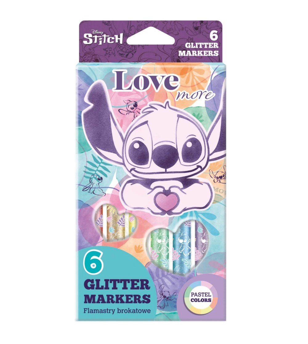 Markere cu sclipici Coolpack Stitch, 6 buc, Pastel - Pixuri și rollere