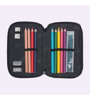 Penar cu trei secțiuni, complet echipat, negru - Acasa Penar cu trei secțiuni, complet echipat, negru - Acasa