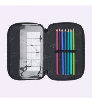 Penar cu trei secțiuni, complet echipat, negru - Acasa Penar cu trei secțiuni, complet echipat, negru - Acasa