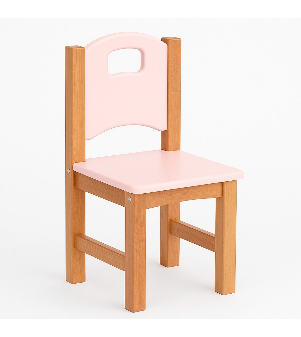 Scaun grădiniță din lemn masiv, Roz - Home & deco Scaun grădiniță din lemn masiv, Roz - Home & deco