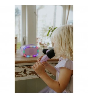 Set Karaoke Lalarma, cu 2 Microafone + boxa cu Bluetooth si lumini, Blue - Top cadouri copii