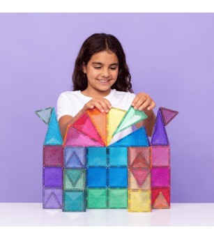 Set Connetix 48 piese magnetice de construcție, Glitter Castle Pack - Jucarii magnetice Set Connetix 48 piese magnetice de construcție, Glitter Castle Pack - Jucarii magnetice