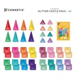 Set Connetix 48 piese magnetice de construcție, Glitter Castle Pack - Jucarii magnetice Set Connetix 48 piese magnetice de construcție, Glitter Castle Pack - Jucarii magnetice