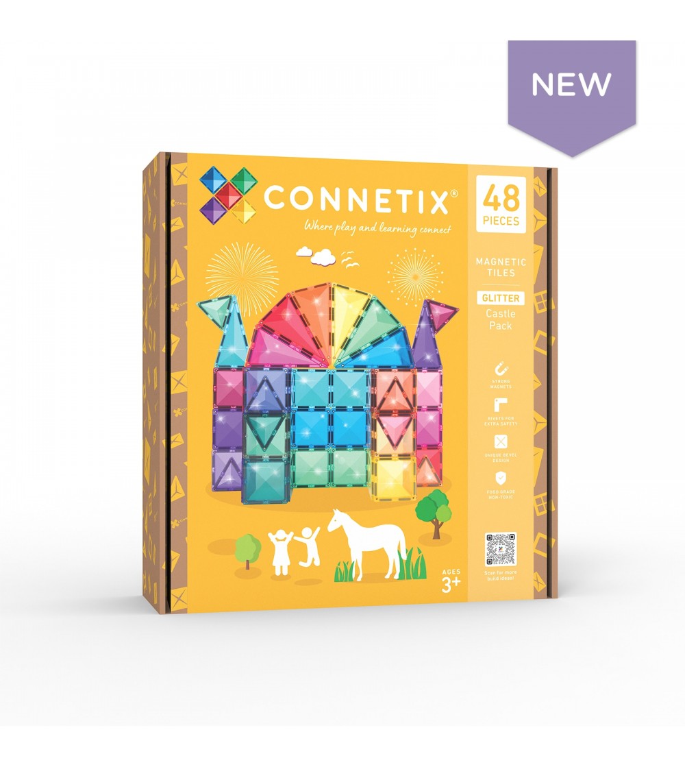 Set Connetix 48 piese magnetice de construcție, Glitter Castle Pack - Jucarii magnetice Set Connetix 48 piese magnetice de construcție, Glitter Castle Pack - Jucarii magnetice