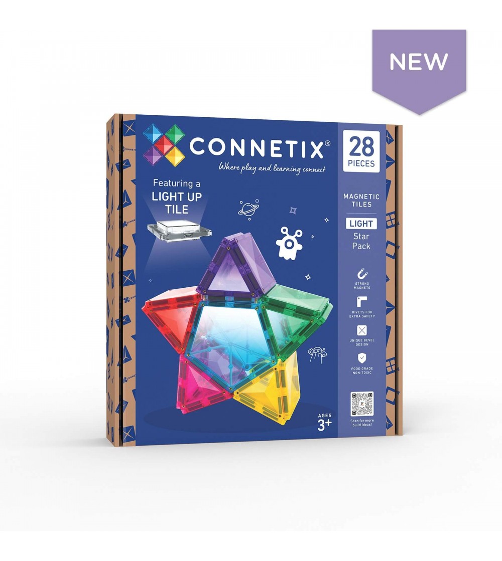 Set Connetix 28 piese magnetice de construcție, Light Star Pack - Jucarii magnetice Set Connetix 28 piese magnetice de construcție, Light Star Pack - Jucarii magnetice
