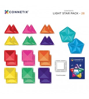 Set Connetix 28 piese magnetice de construcție, Light Star Pack - Jucarii magnetice Set Connetix 28 piese magnetice de construcție, Light Star Pack - Jucarii magnetice
