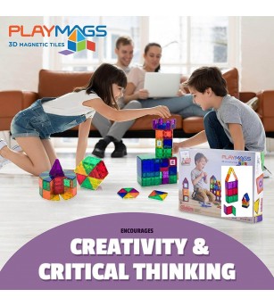 Set Playmags Junior (CUTIE DETERIORATA) - 32 piese magnetice de construcție + 6 Clickins ABC - Jucarii magnetice Set Playmags Junior (CUTIE DETERIORATA) - 32 piese magnetice de construcție + 6 Clickins ABC - Jucarii magnetice