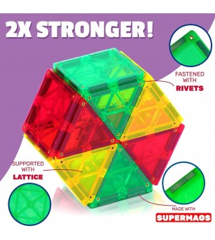 Set Playmags Junior (CUTIE DETERIORATA) - 32 piese magnetice de construcție + 6 Clickins ABC - Jucarii magnetice Set Playmags Junior (CUTIE DETERIORATA) - 32 piese magnetice de construcție + 6 Clickins ABC - Jucarii magnetice