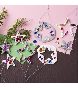 Mini kit creativ de modelare - Ornamente pentru brad, steluțe - Seturi crafturi copii Crăciun Mini kit creativ de modelare - Ornamente pentru brad, steluțe - Seturi crafturi copii Crăciun