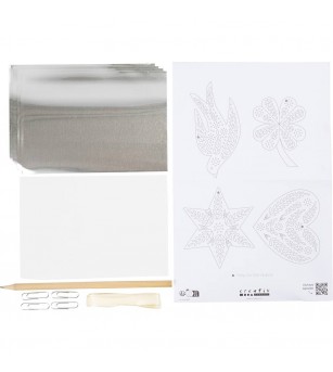 Mini kit creativ, ornamente argintii de Crăciun - Seturi crafturi copii Crăciun Mini kit creativ, ornamente argintii de Crăciun - Seturi crafturi copii Crăciun
