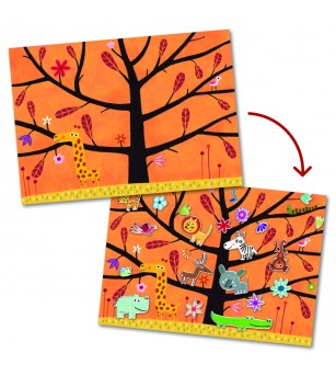 Abtibilduri repozitionabile cu animale, Djeco - Seturi cu stickere și colaje