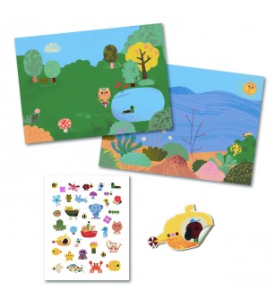 Abtibilduri repozitionabile La mare si la tara, Djeco - Seturi cu stickere și colaje
