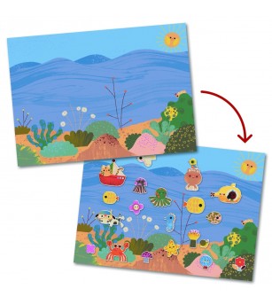 Abtibilduri repozitionabile La mare si la tara, Djeco - Seturi cu stickere și colaje