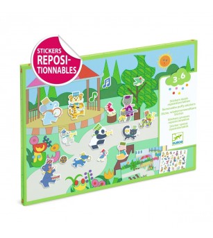 Abtibilduri repozitionabile Parada muzicala, Djeco - Seturi cu stickere și colaje