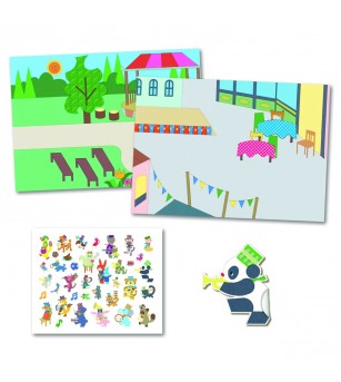 Abtibilduri repozitionabile Parada muzicala, Djeco - Seturi cu stickere și colaje