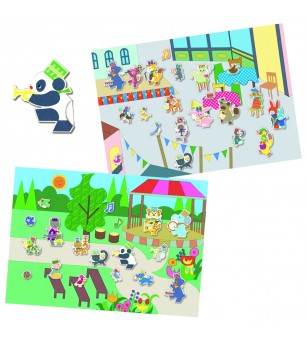 Abtibilduri repozitionabile Parada muzicala, Djeco - Seturi cu stickere și colaje