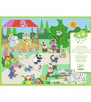 Abtibilduri repozitionabile Parada muzicala, Djeco - Seturi cu stickere și colaje