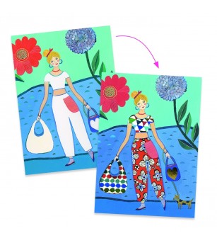 Atelier de moda in miniatura, Djeco - Seturi cu stickere și colaje