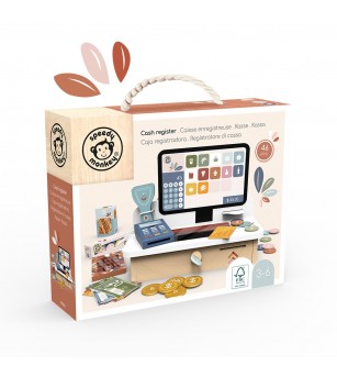 Casa de marcat din lemn, Speedy Monkey - Case de marcat de jucarie si jucarii supermarket
