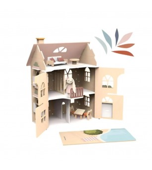 Casa de papusi din lemn cu accesorii, Speedy Monkey - Căsuțe de păpuși și accesorii