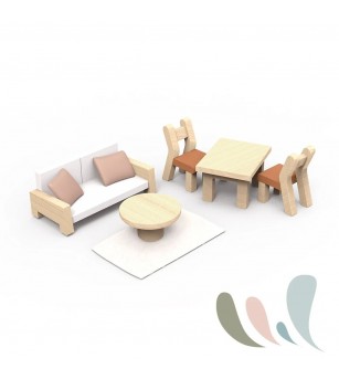 Casa de papusi din lemn cu accesorii, Speedy Monkey - Căsuțe de păpuși și accesorii