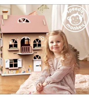 Casa de papusi din lemn cu accesorii, Speedy Monkey - Căsuțe de păpuși și accesorii