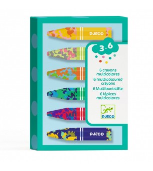 Creioane cerate multicolore, Djeco - Creioane, radiere si ascutitori