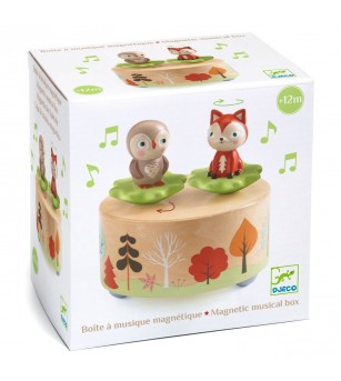 Cutie muzicala magnetica cu bufnita si vulpe, Djeco - Cutie muzicală