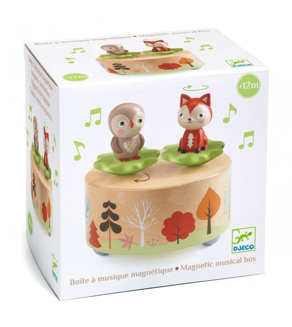 Cutie muzicala magnetica cu bufnita si vulpe, Djeco - Cutie muzicală