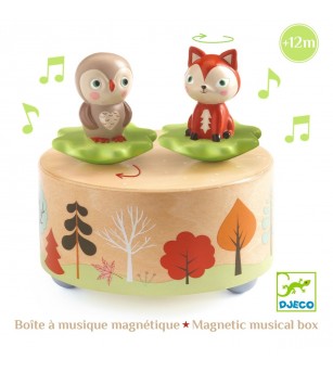 Cutie muzicala magnetica cu bufnita si vulpe, Djeco - Cutie muzicală