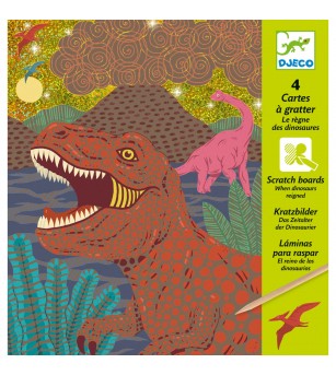 Joc creativ de razuit Dinozauri, Djeco - Planșe de răzuit