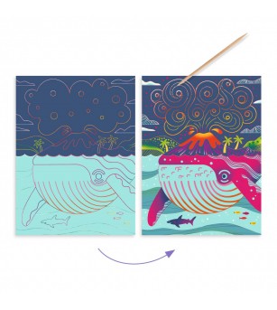 Joc creativ de razuit Fauna marina, Djeco - Planșe de răzuit