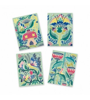 Joc creativ de razuit Flori in gradina, Djeco - Planșe de răzuit