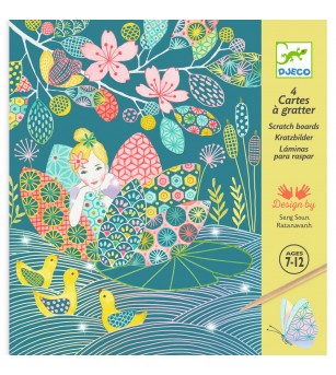 Joc creativ de razuit Iazul pastel, Djeco - Planșe de răzuit