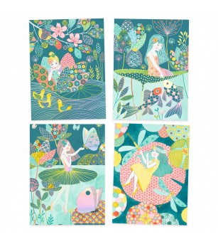 Joc creativ de razuit Iazul pastel, Djeco - Planșe de răzuit