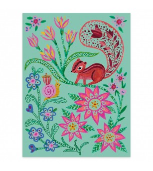 Joc creativ de razuit Intalniri in gradina, Djeco - Planșe de răzuit