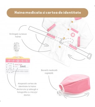 Joc de rol Trusa completa de doctor, roz, UMU Toys - Truse de medic pentru copii