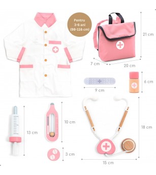 Joc de rol Trusa completa de doctor, roz, UMU Toys - Truse de medic pentru copii
