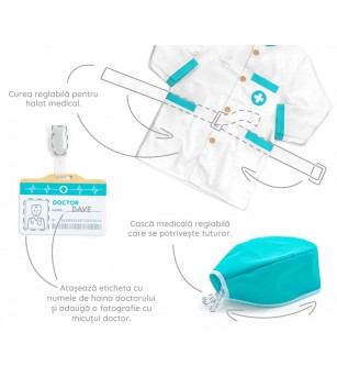 Joc de rol Trusa completa de doctor, turcoaz, UMU Toys - Truse de medic pentru copii