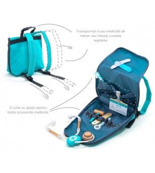 Joc de rol Trusa completa de doctor, turcoaz, UMU Toys - Truse de medic pentru copii